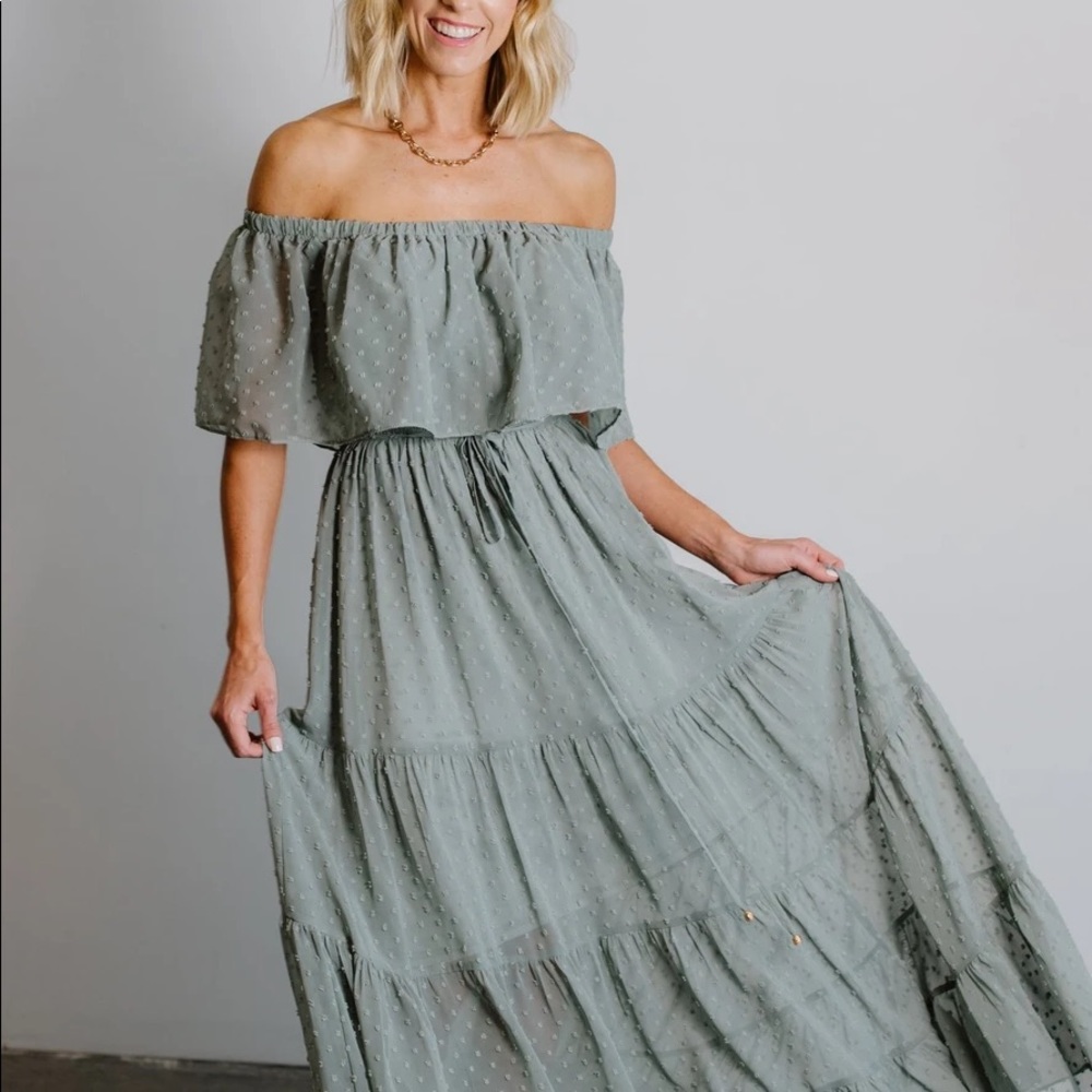 Baltic Born Swiss Dot Sage Maxi Dress